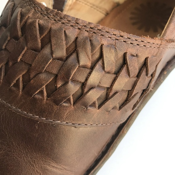 UGG Anila Full Grain Leather Wool Lined Closed Back Slip On Shoes Comfort Clogs - Picture 7 of 14